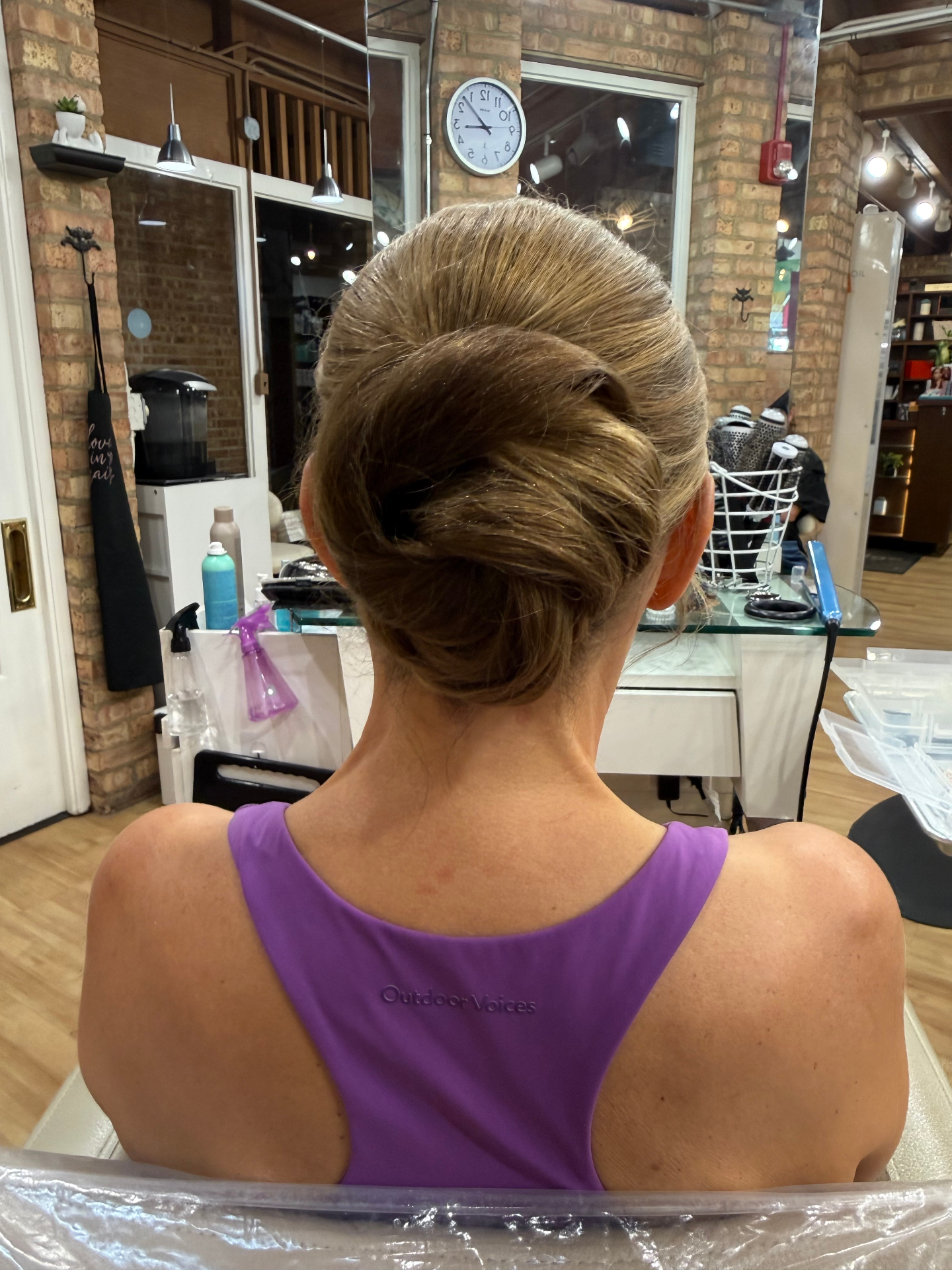 Sleek low bun updo