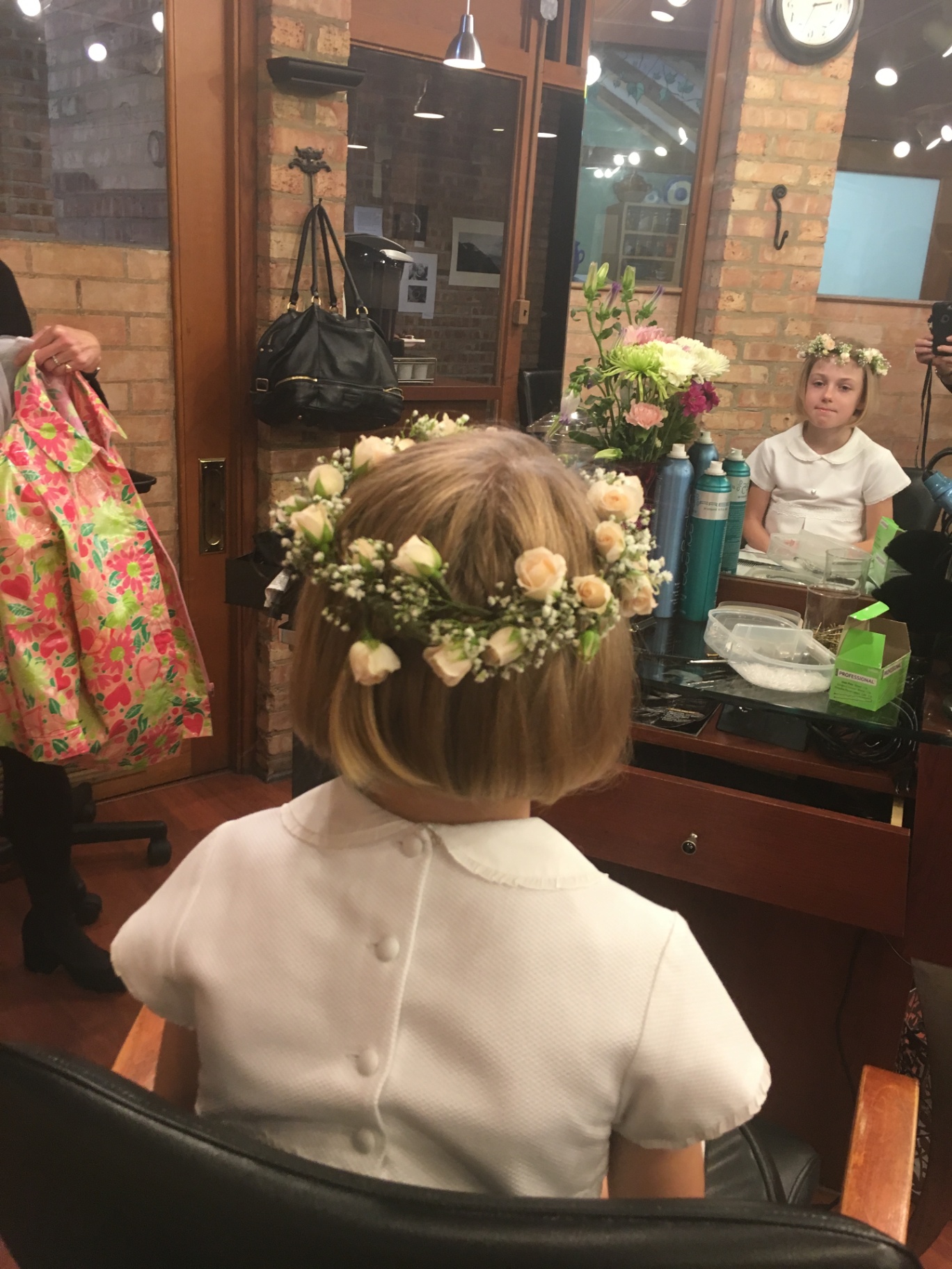 Flower crown styling for young client